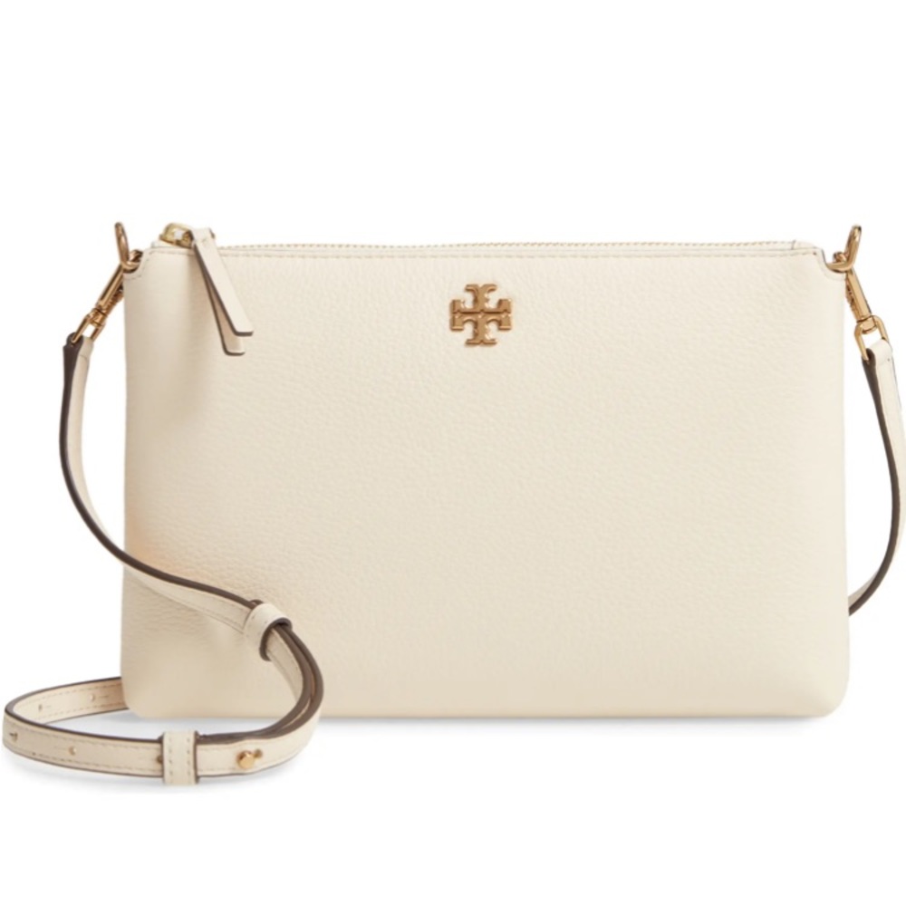💎 Tory Burch Cream Pebbled Leather Crossbody Bag